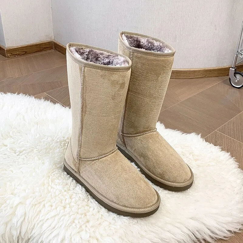 Flat Warm Suede Boots with Wool for Women | Ideal for Winter