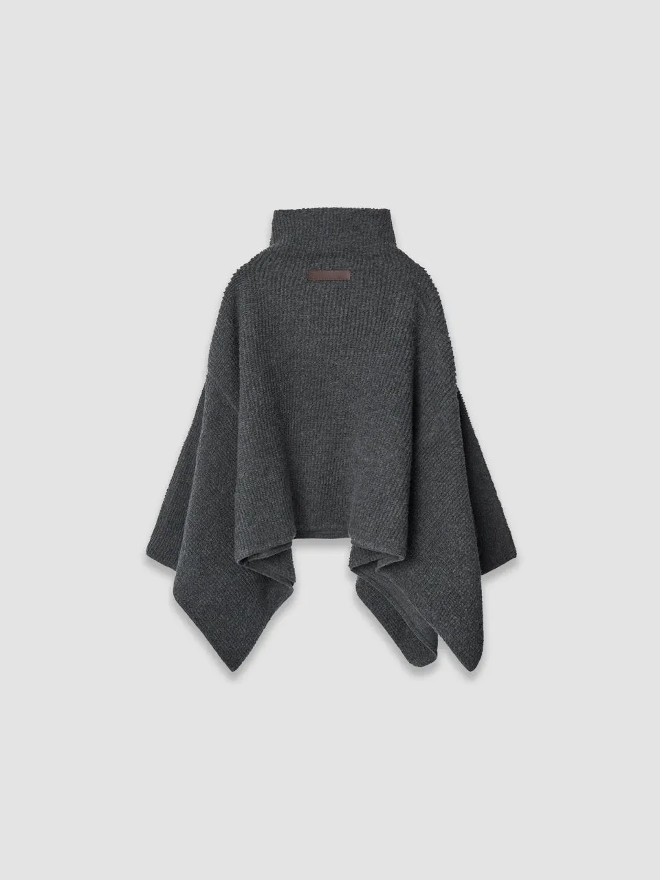 Funnel Neck Cape Sweater - Grey Melange