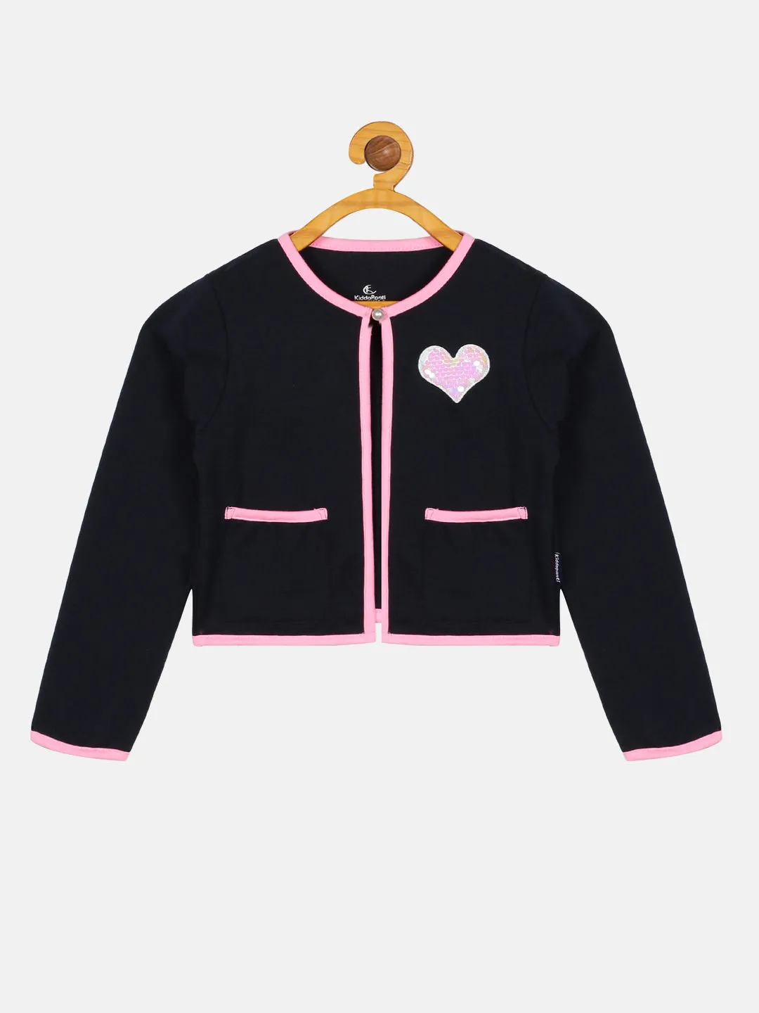 Girls Short Length Fleece Jacket With Double Pocket