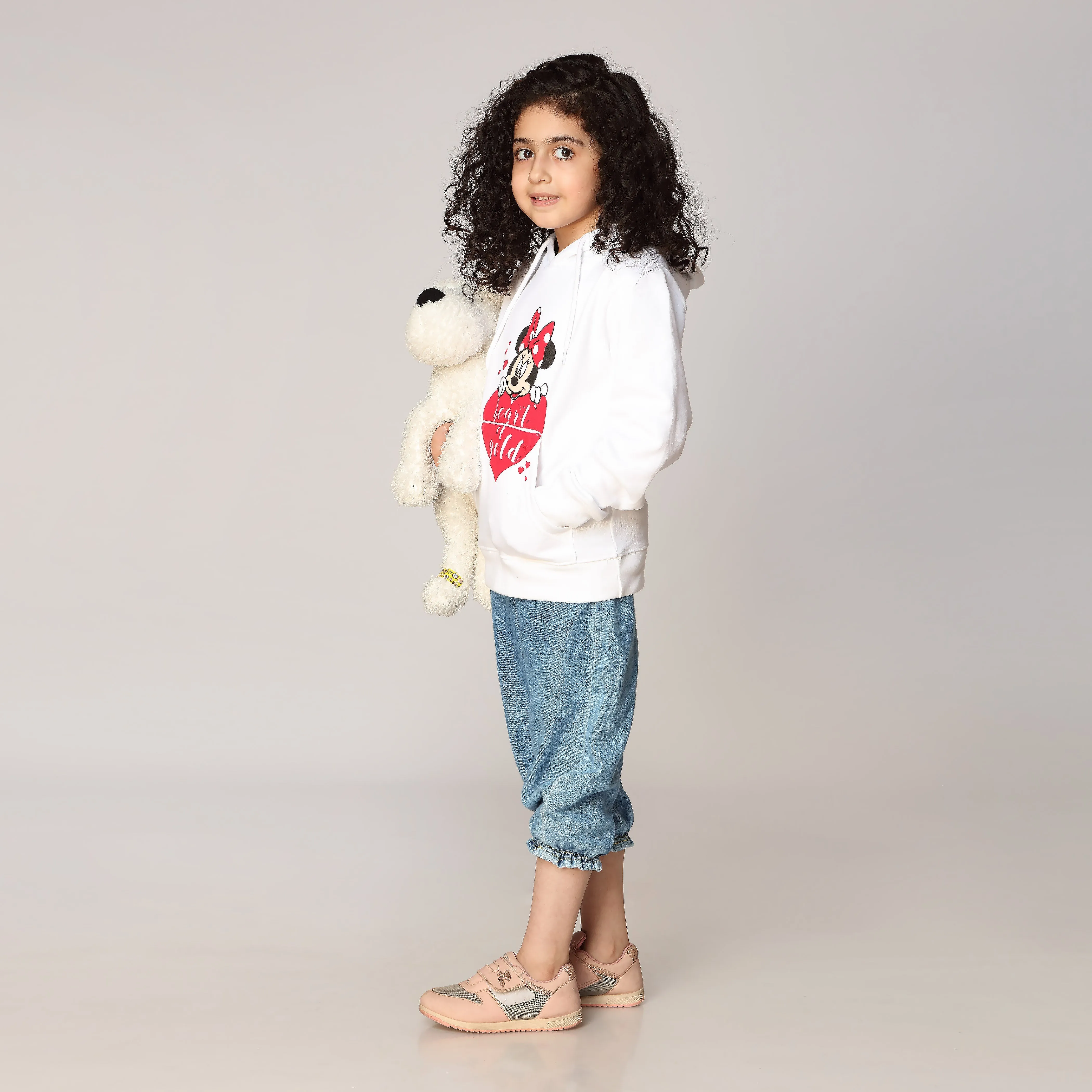 Girls White Fleece Puller Hoodie PW2864