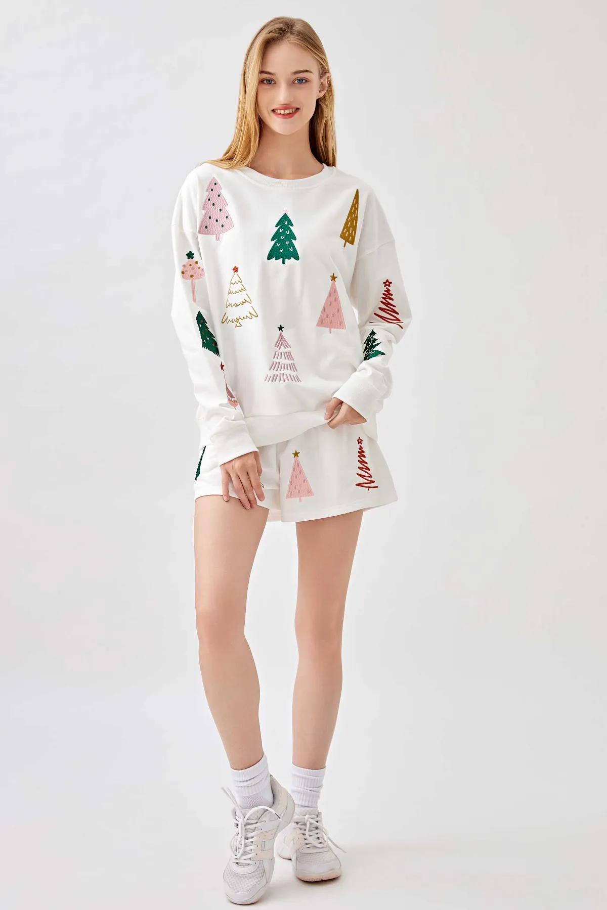 Glistening Pine Embroidery Shorts