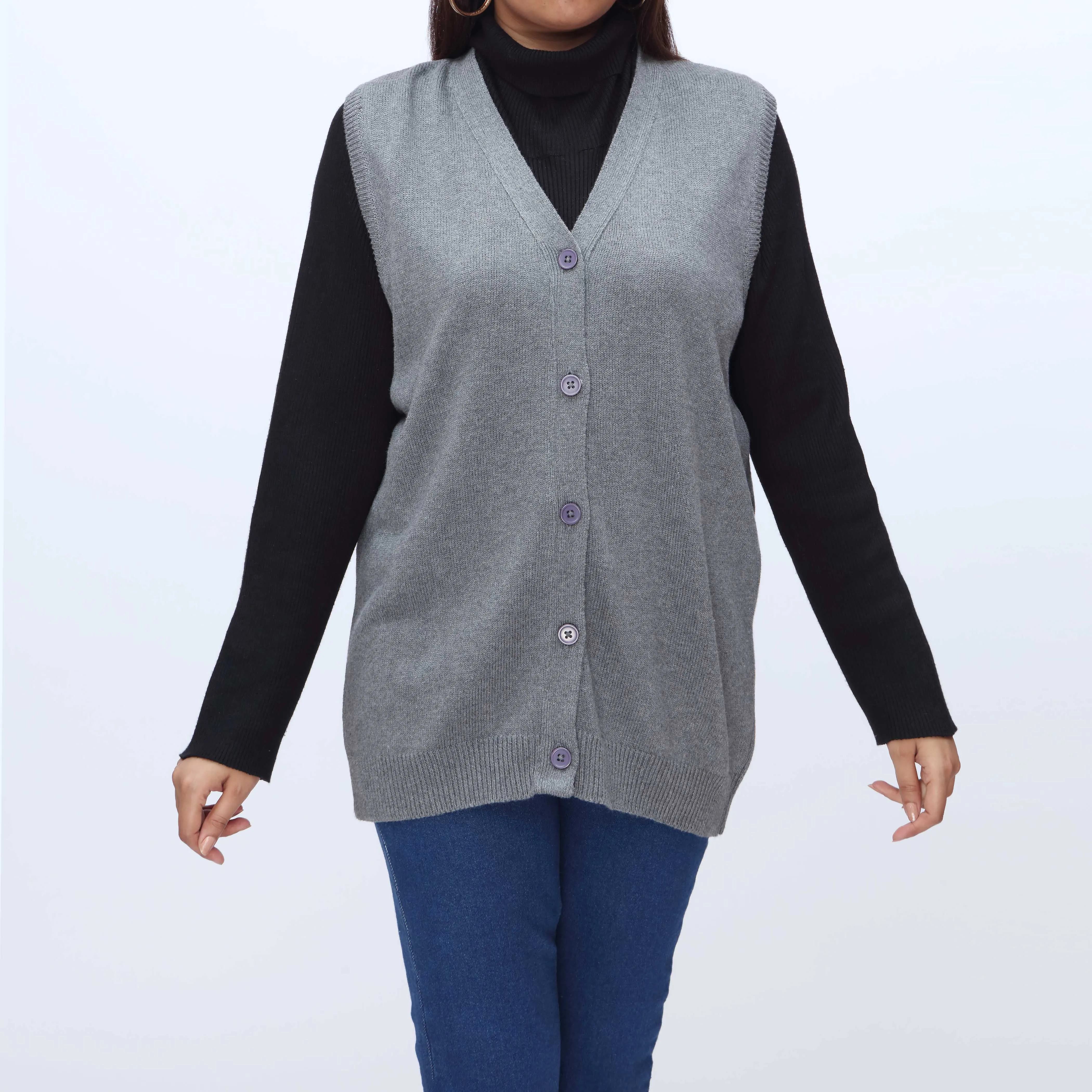 Grey Sleeveless Cardigan PW3913