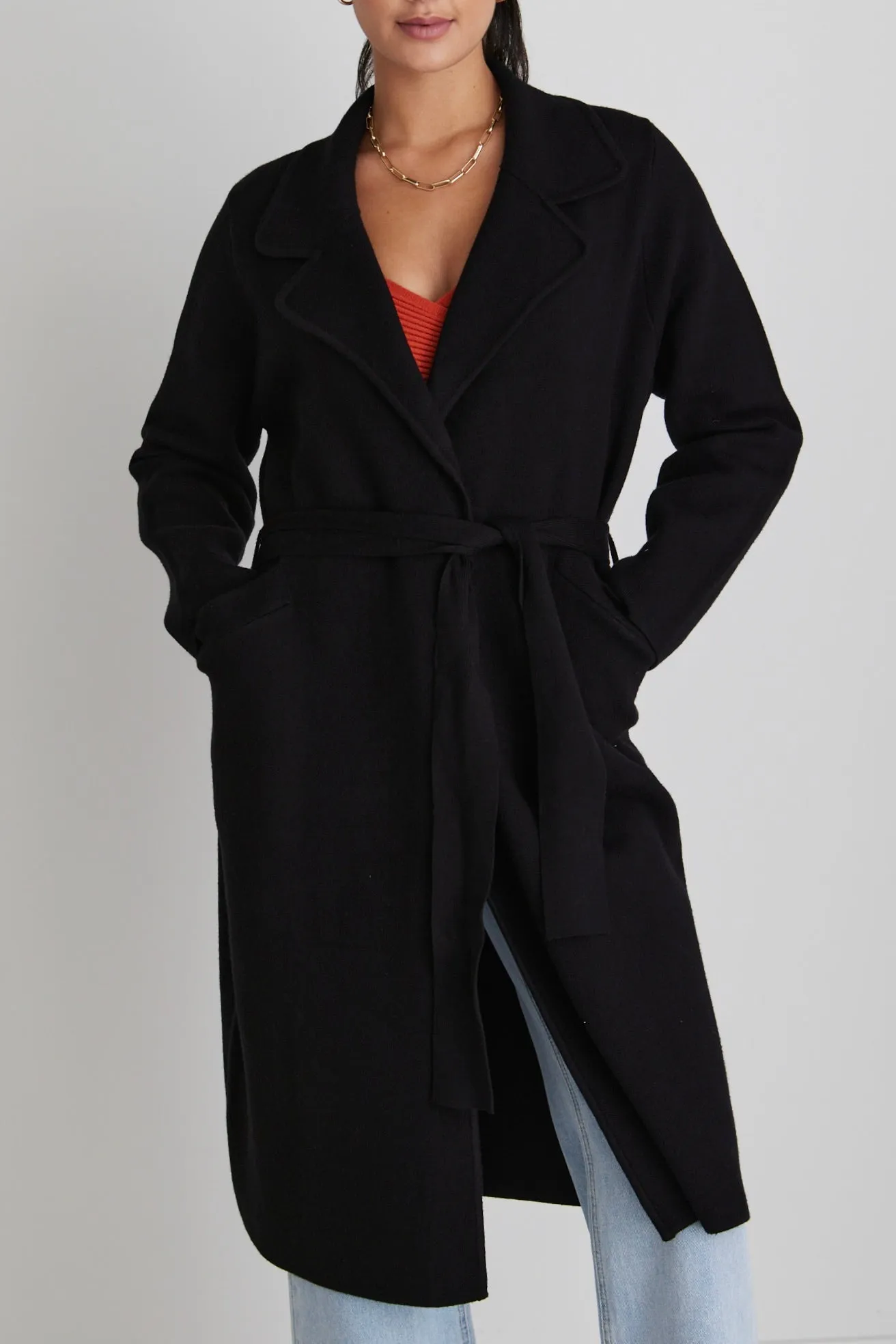 Guardian Black Knit Coat