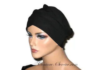 Handmade Black Draped Chemo Turban, Small