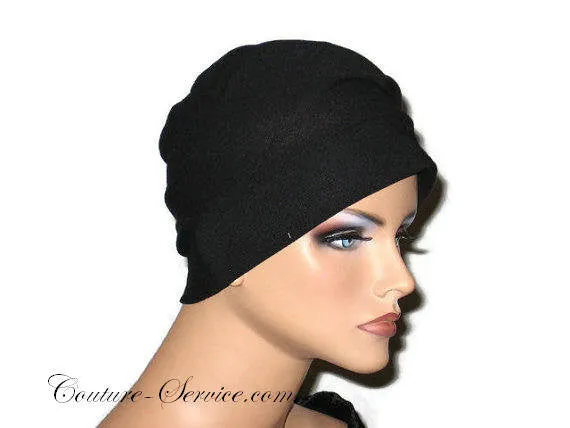 Handmade Black Draped Chemo Turban, Small