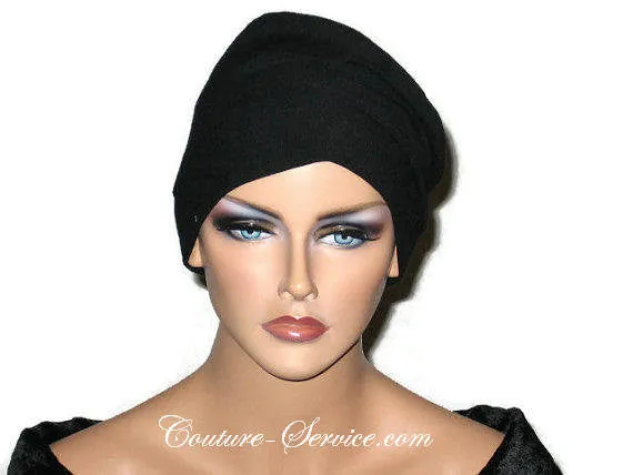 Handmade Black Draped Chemo Turban, Small