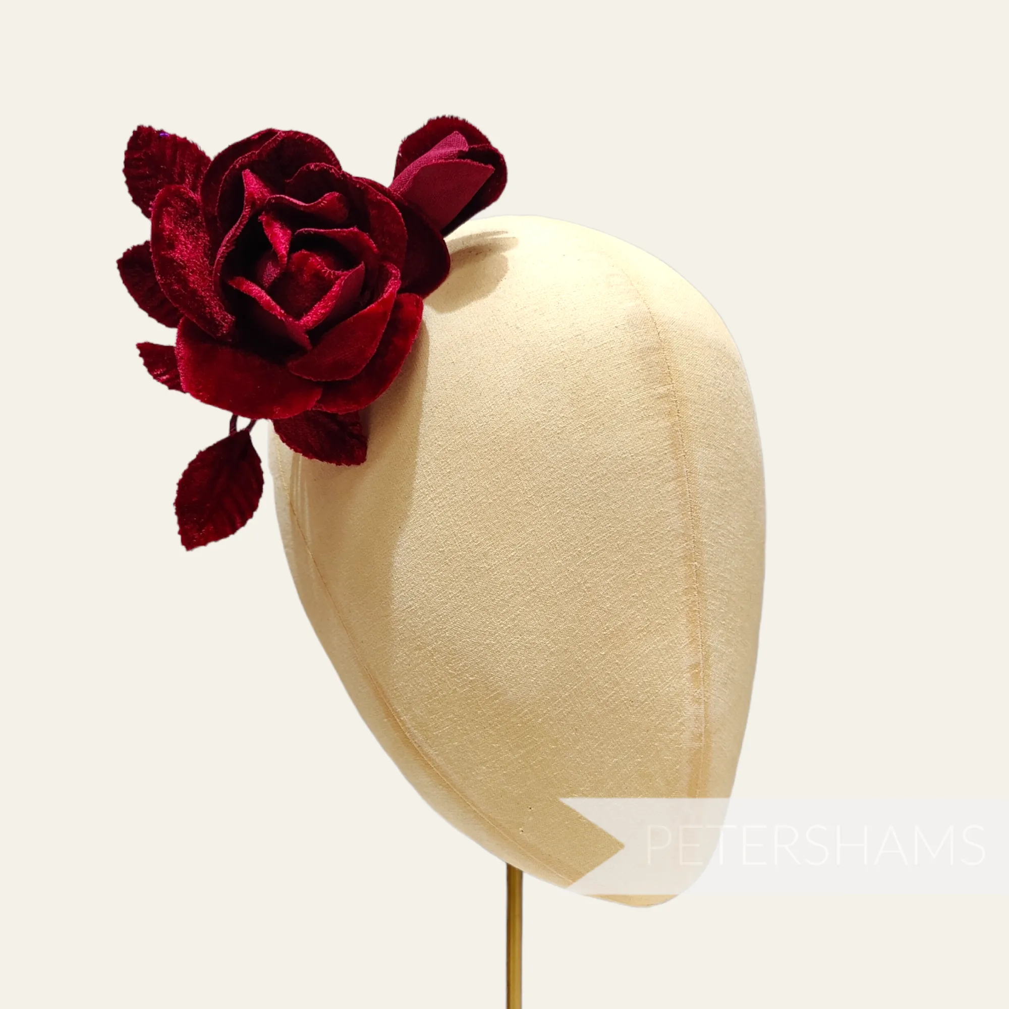 'Harmoni' Velvet Rose Wired Millinery Flower Hat Mount