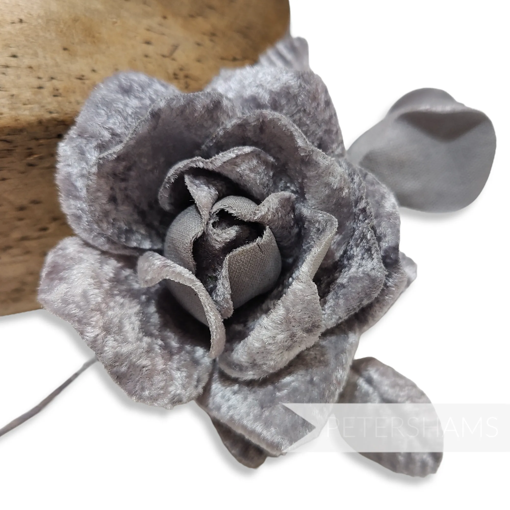 'Harmoni' Velvet Rose Wired Millinery Flower Hat Mount