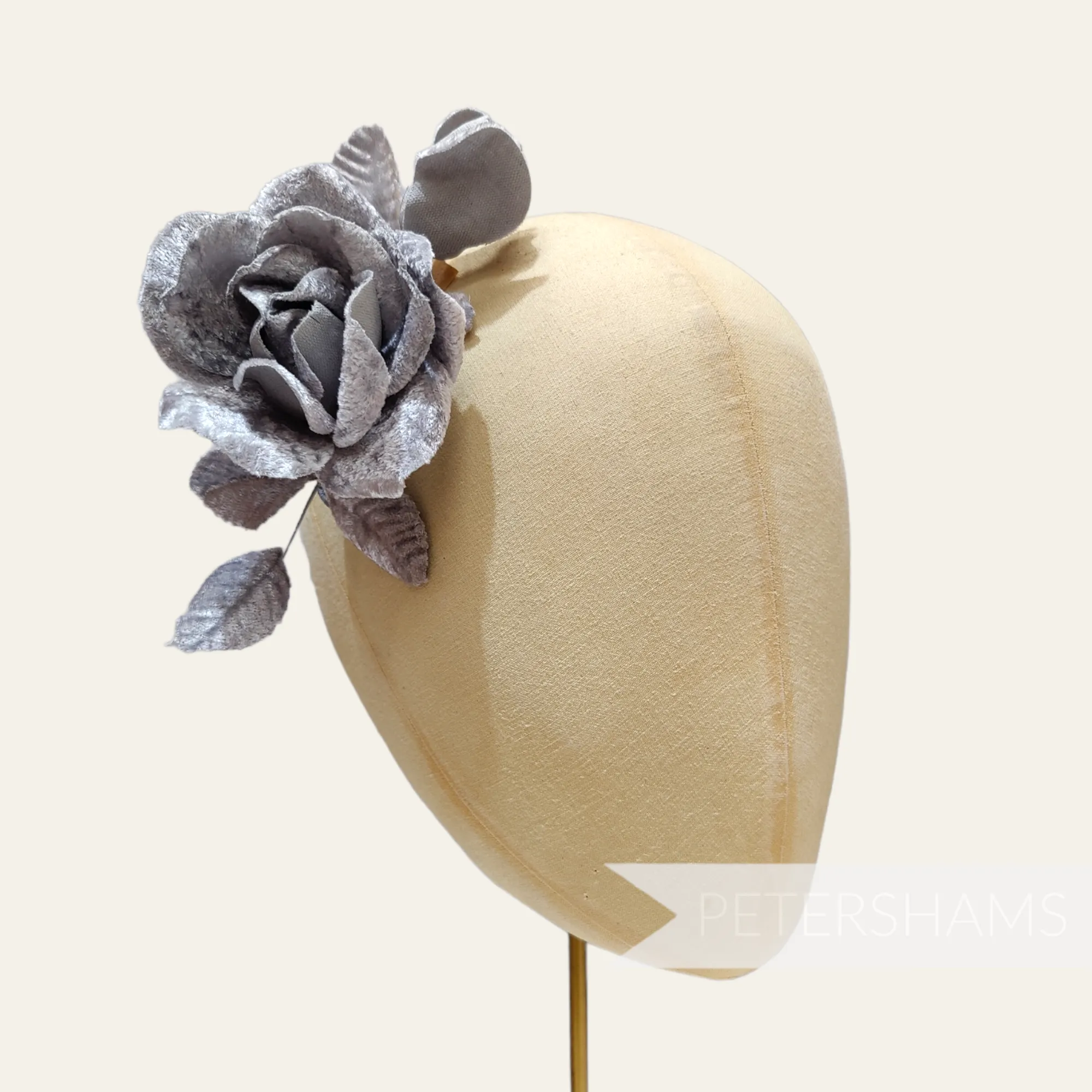 'Harmoni' Velvet Rose Wired Millinery Flower Hat Mount