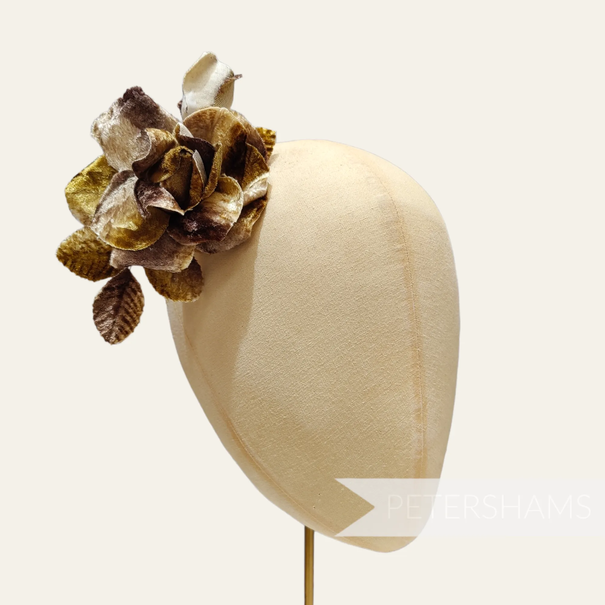 'Harmoni' Velvet Rose Wired Millinery Flower Hat Mount