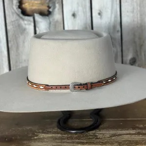 Hat Band | 1/2" Brown Leather w/ Ivory Lacing