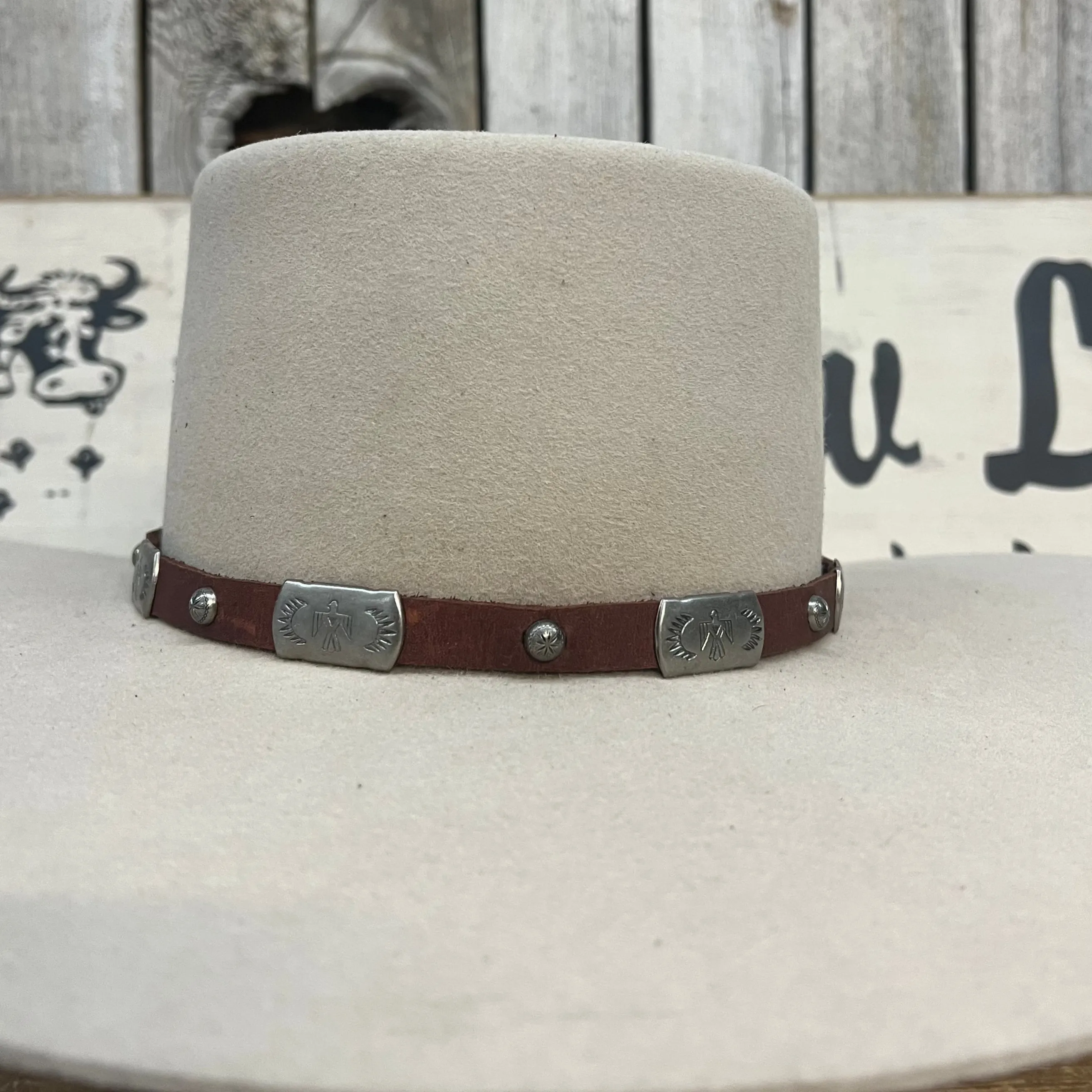 Hat Band | Dark Brown Leather w/ Rectangle T-Bird Concho