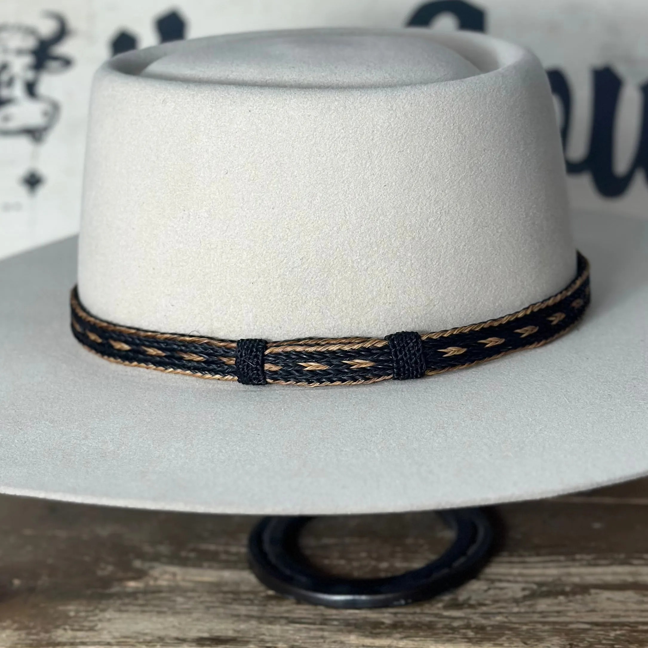 Hat Band | Horsehair 5 Strand w/ Knots Black/Sorrell