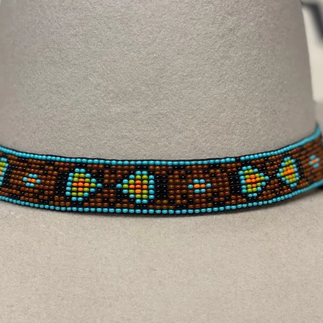 Hatband B2-H | 11 Row Stretch T-Bird Rust/Turquoise