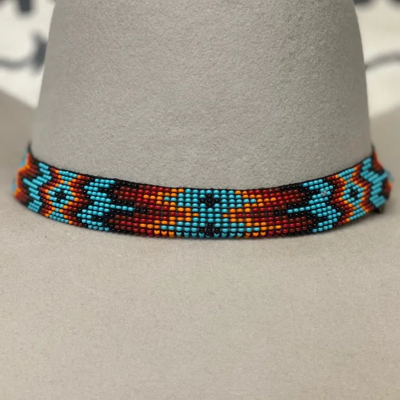 Hatband B2-K | 11 Row Stretch Turquoise Multi