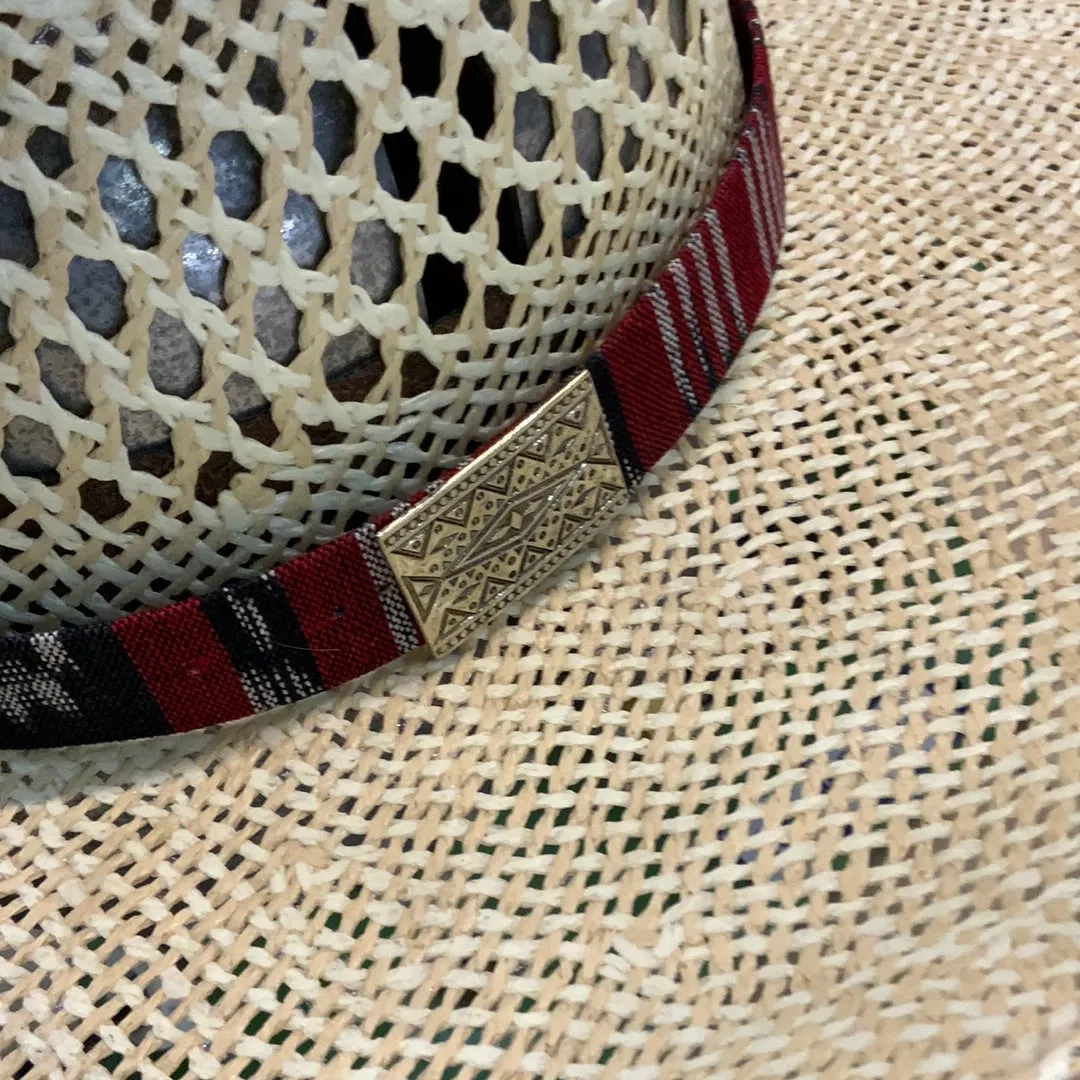 Hatband HB32-08 | 1" Tapestry w/ Side Concho Red/Black/White