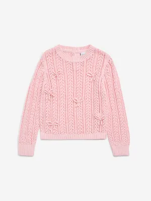 HOP Kids Pink Knitted Cotton Sweater