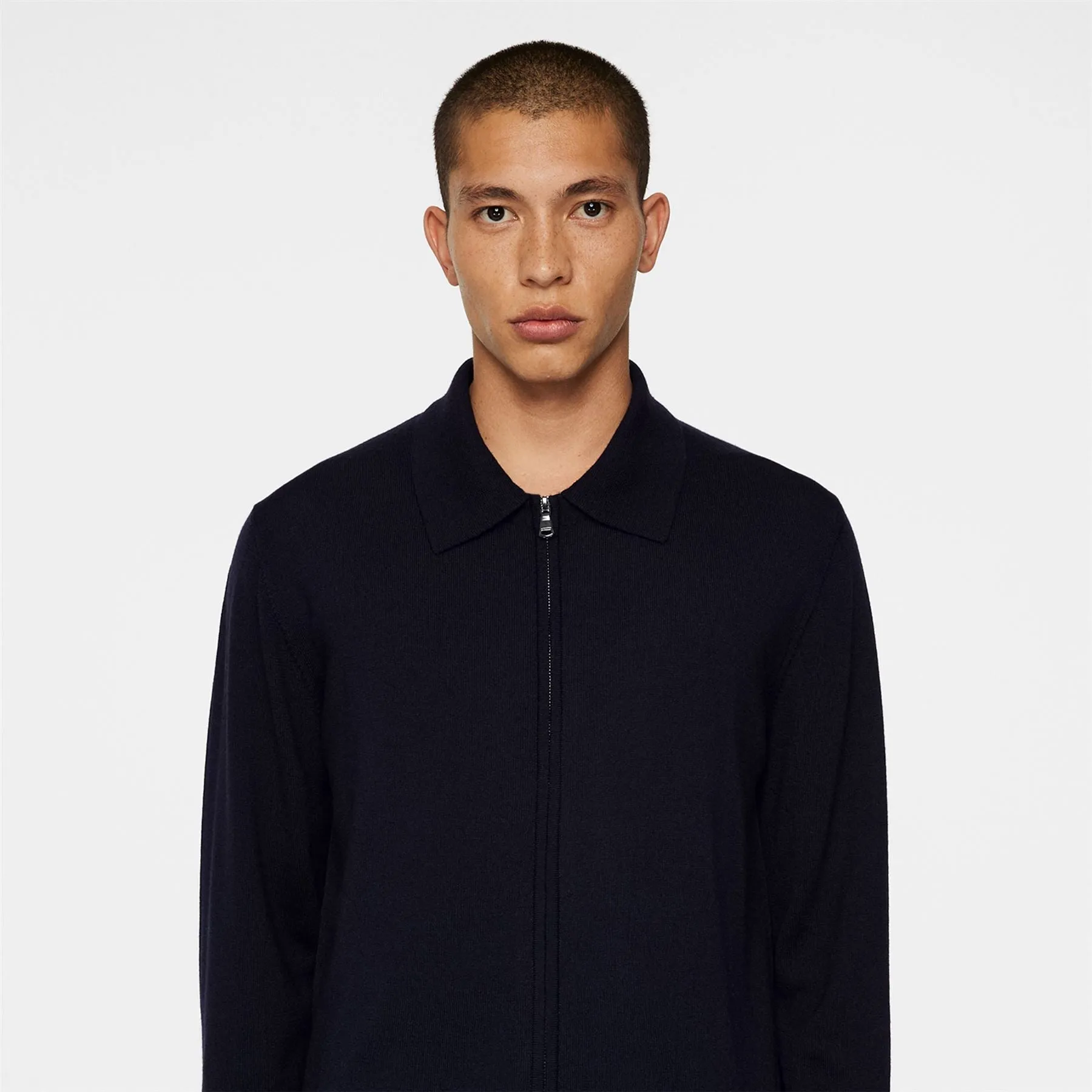 Kaleb Merino Full Zip Cardigan JL Navy - AW24