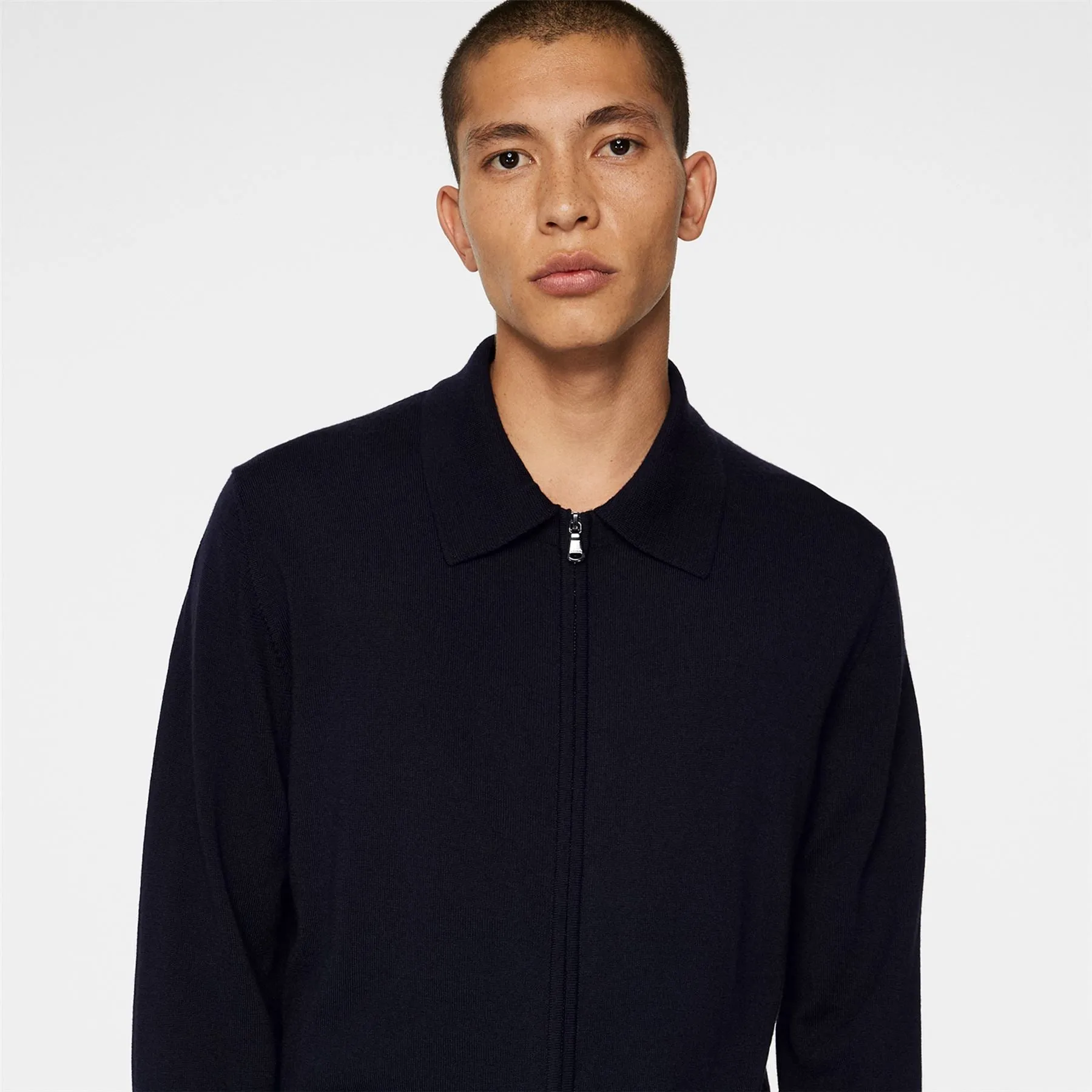 Kaleb Merino Full Zip Cardigan JL Navy - AW24