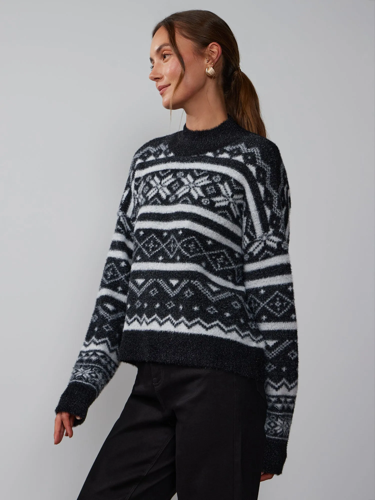 Long Sleeve Fair Isle Stripe Sweater