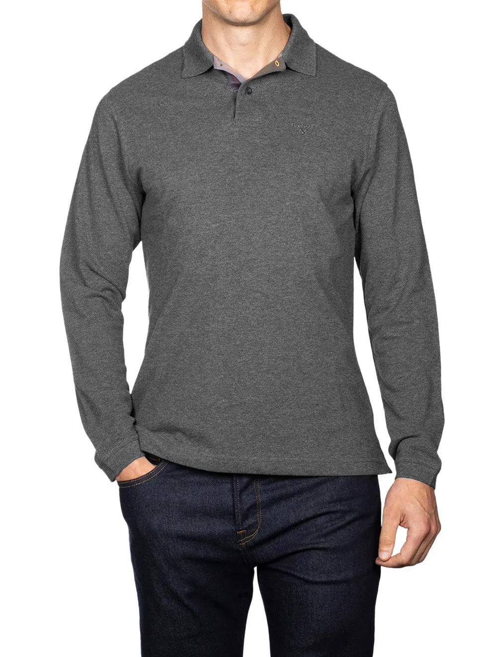 Long Sleeve Sports Polo-Grey