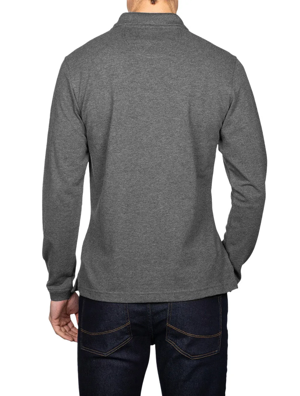 Long Sleeve Sports Polo-Grey