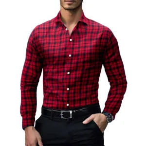 Men's Casual Plaid Long-Sleeved Shirt 85144499Y