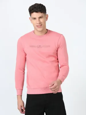 Men's Pink Regular Fit Printed Hoodie Full Sleeves Casual Sweatshirt