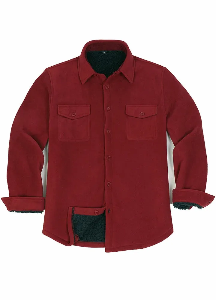 Men's Warm Sherpa Lined Fleece Shirt Jacket