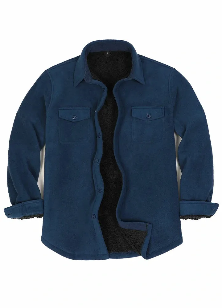 Men's Warm Sherpa Lined Fleece Shirt Jacket