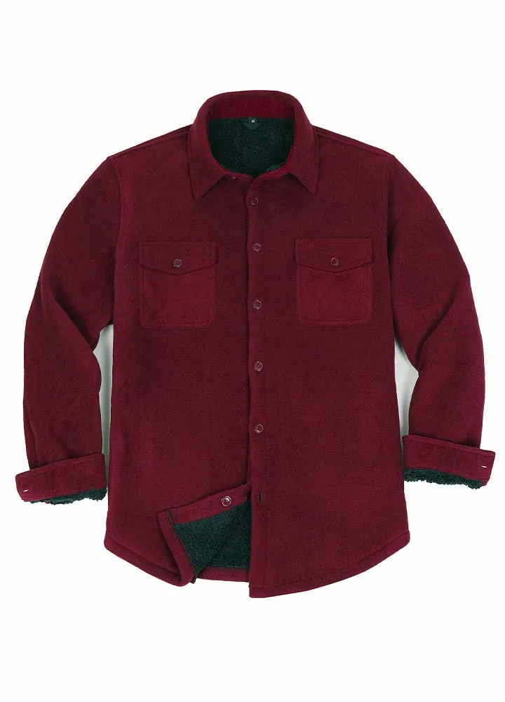 Men's Warm Sherpa Lined Fleece Shirt Jacket