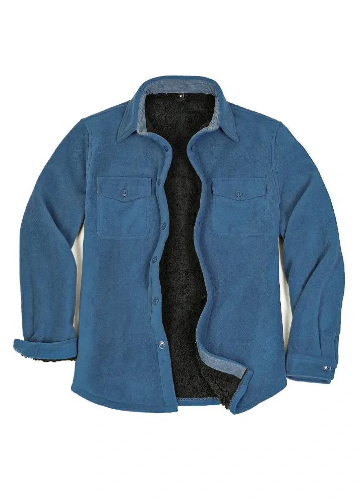 Men's Warm Sherpa Lined Fleece Shirt Jacket