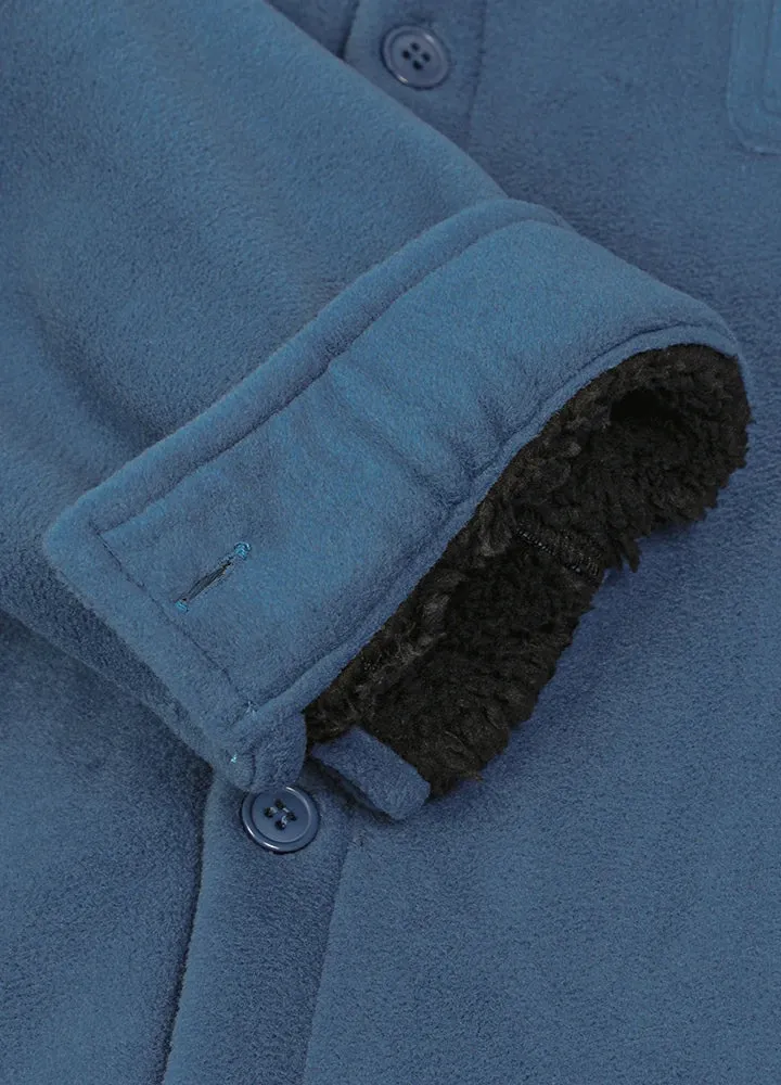 Men's Warm Sherpa Lined Fleece Shirt Jacket