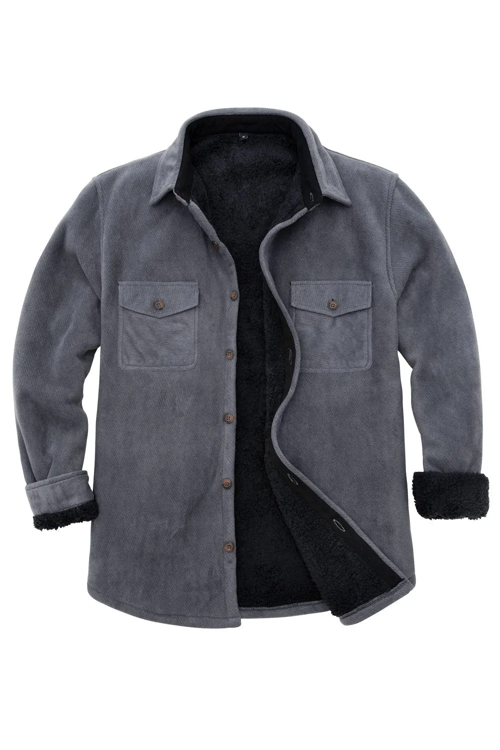 Men's Warm Sherpa Lined Fleece Shirt Jacket