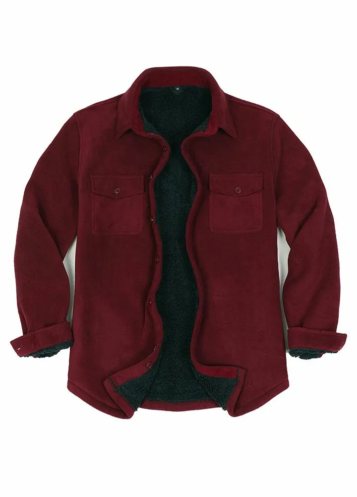 Men's Warm Sherpa Lined Fleece Shirt Jacket