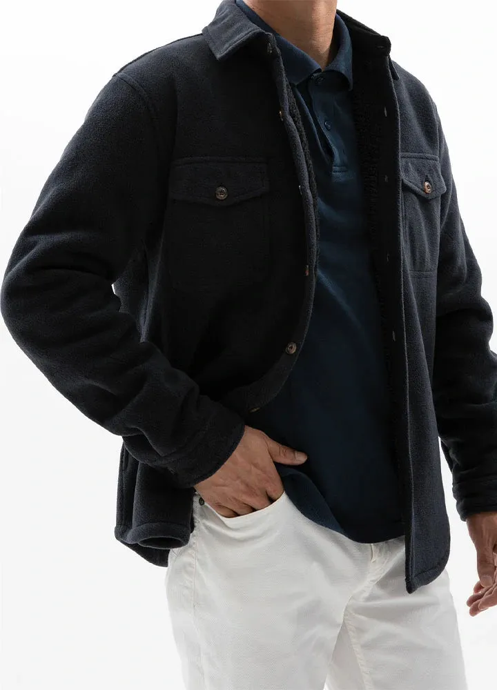 Men's Warm Sherpa Lined Fleece Shirt Jacket