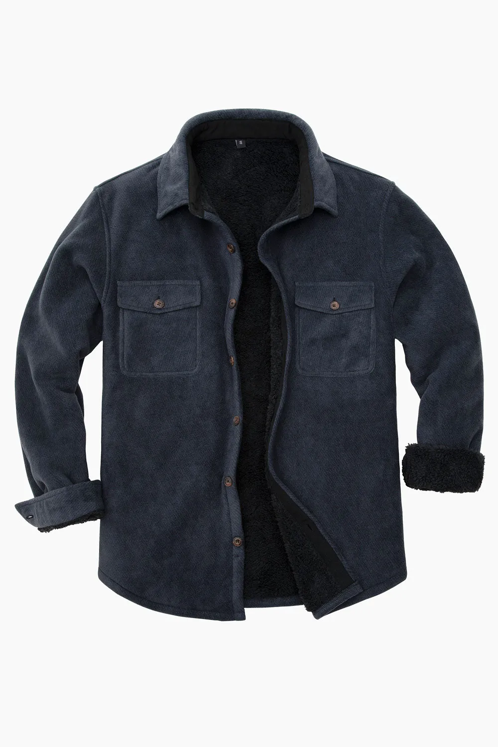 Men's Warm Sherpa Lined Fleece Shirt Jacket