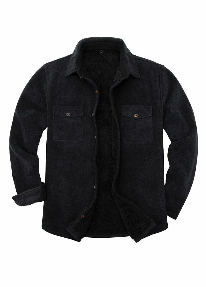 Men's Warm Sherpa Lined Fleece Shirt Jacket