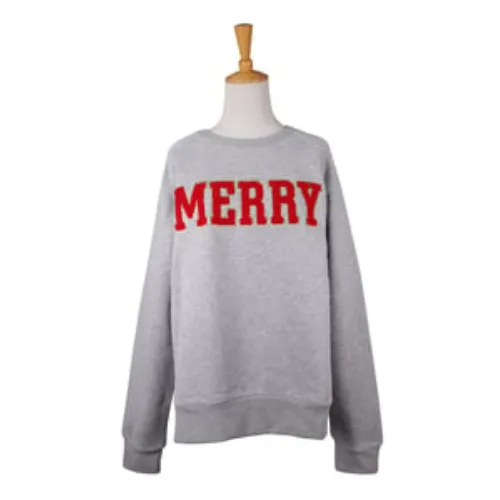 MERRY Chenille Letter Gray Sweatshirt