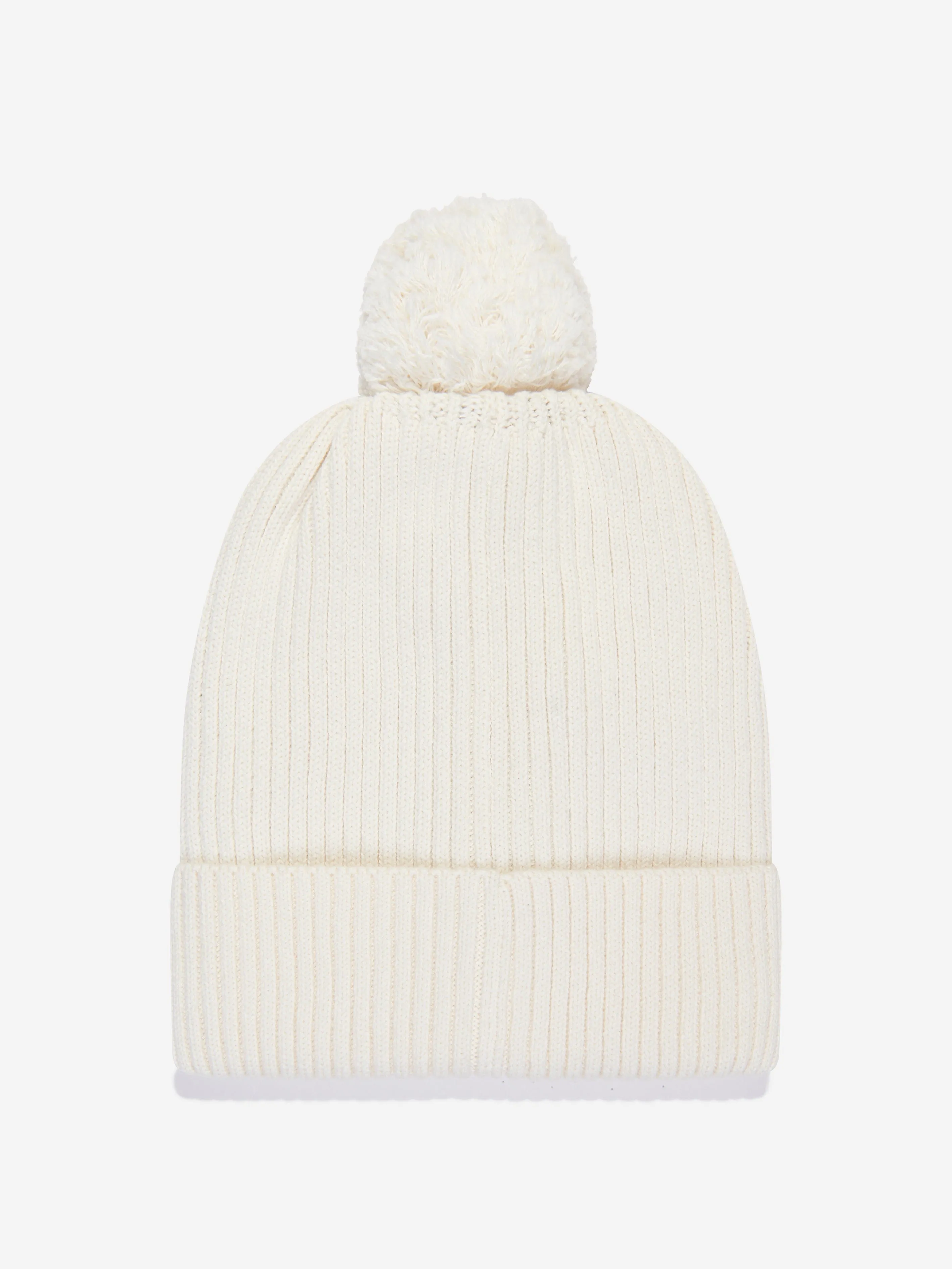 Mini Rodini Girls Hearts Knitted Pom Pom Hat in White