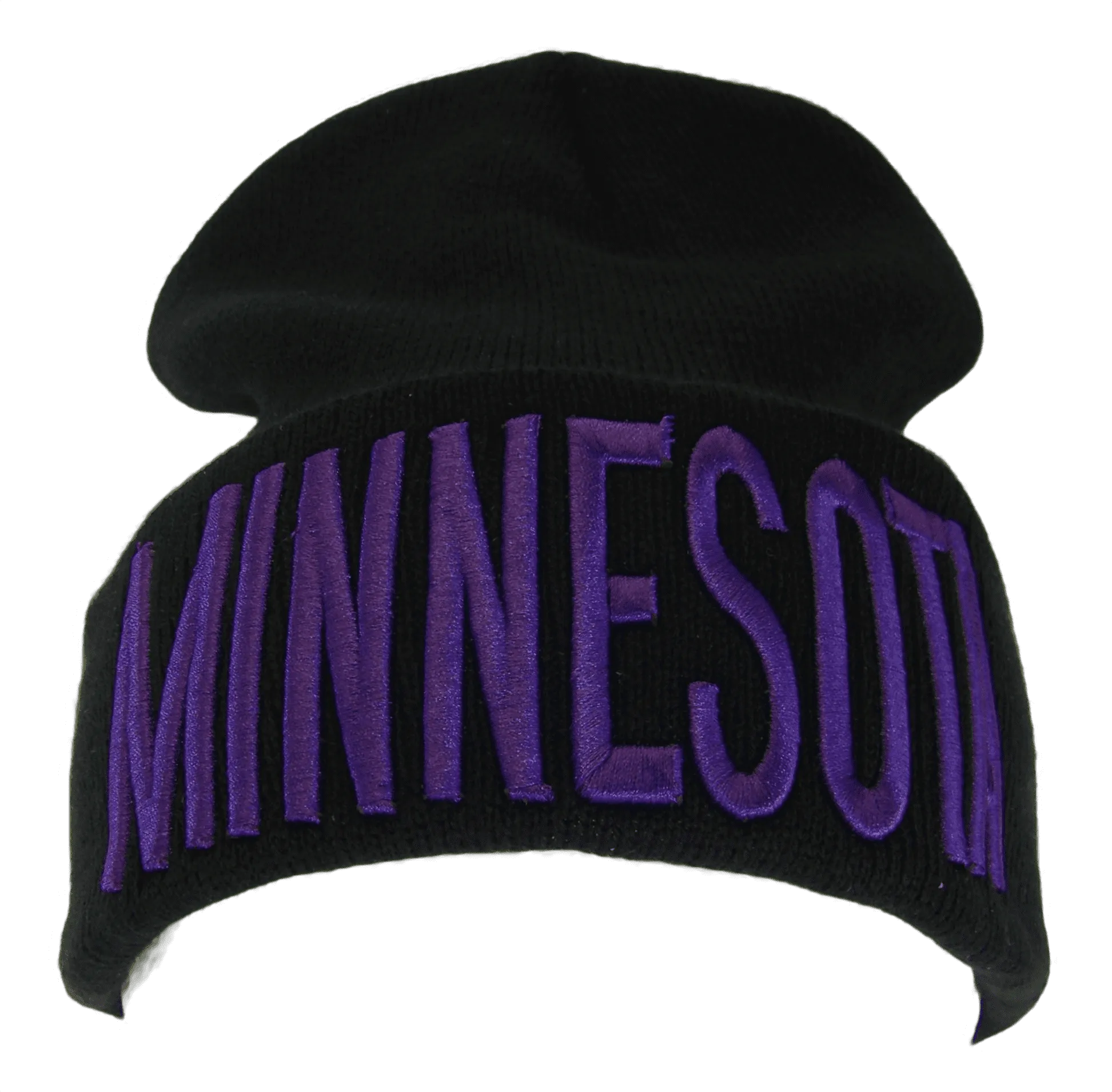 Minnesota Adult Size Winter Knit Cuffed Beanie Hat (Black/Purple)