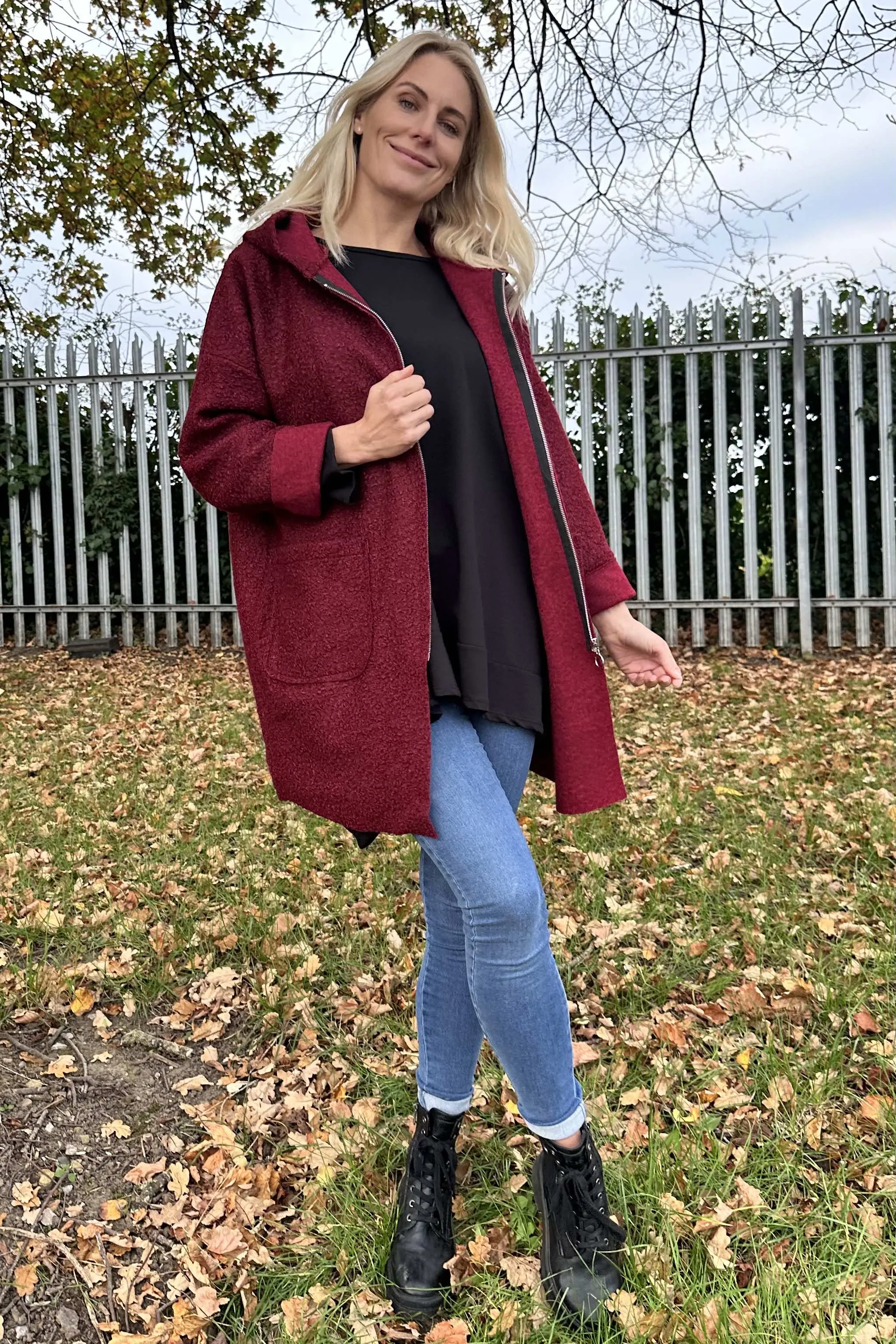 Miranda Boucle Jacket Wine