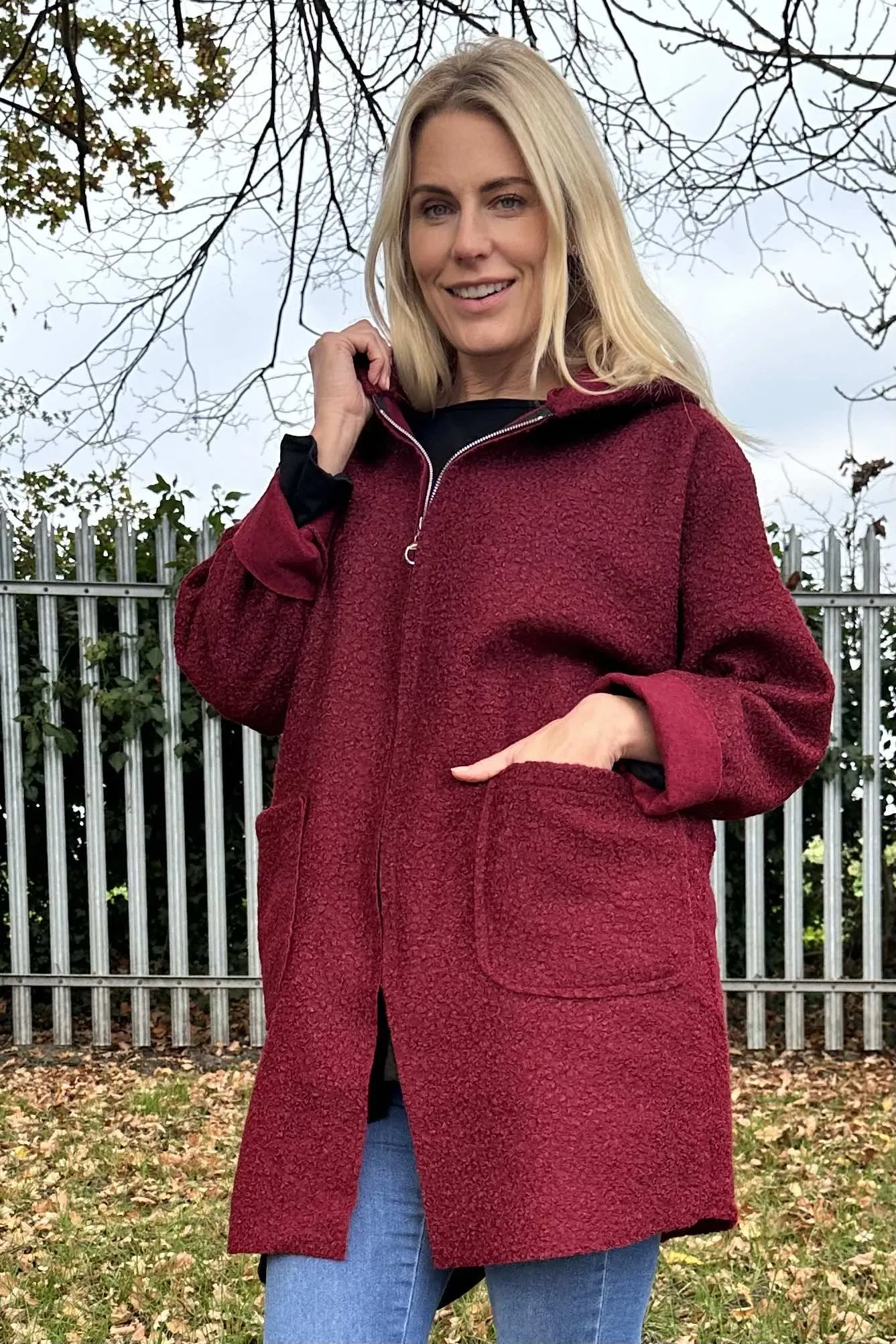 Miranda Boucle Jacket Wine