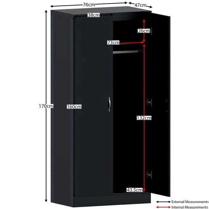 Mistaya 2 Door Manufactured Wood Wardrobe