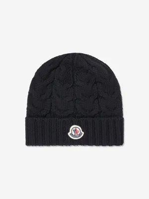 Moncler Enfant Boys Cable Knit Wool Beanie in Black