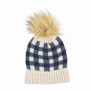 mudpie - Gingham Pom Pom Hat