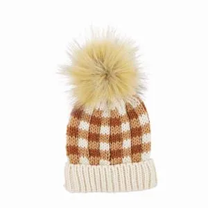 mudpie - Gingham Pom Pom Hat