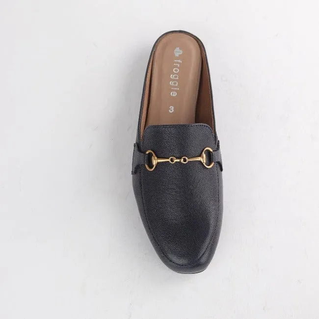 Mule with Gold Trim in Navy - 12450