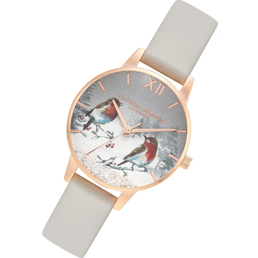 Olivia Burton Winter Wonderland Snowglobe Midi Dial Blush & Rose Gold Women's Watch - OB16WL94