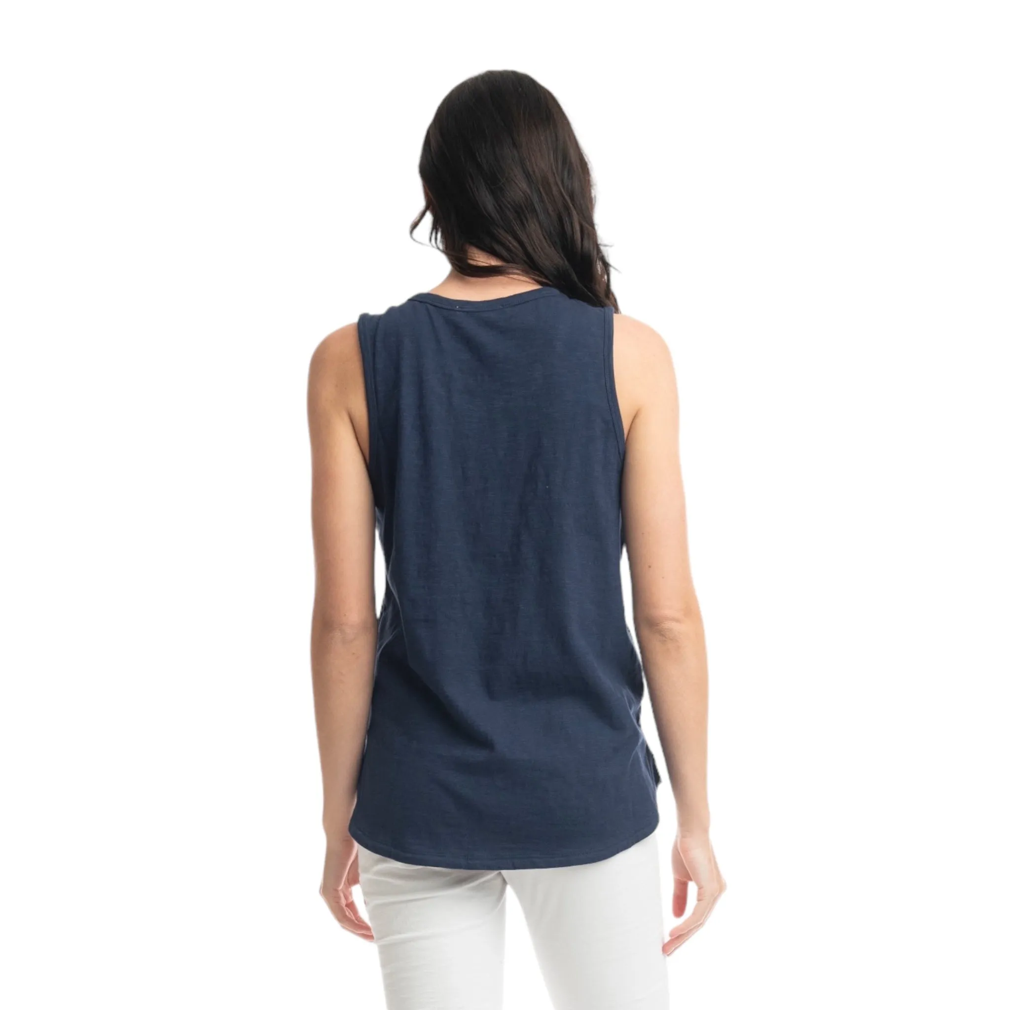 Orientique Cotton Vest Top Navy